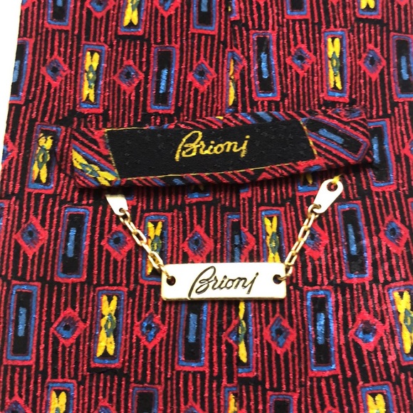 Brioni Tie/ Red Multi Print - Picture 4 of 6